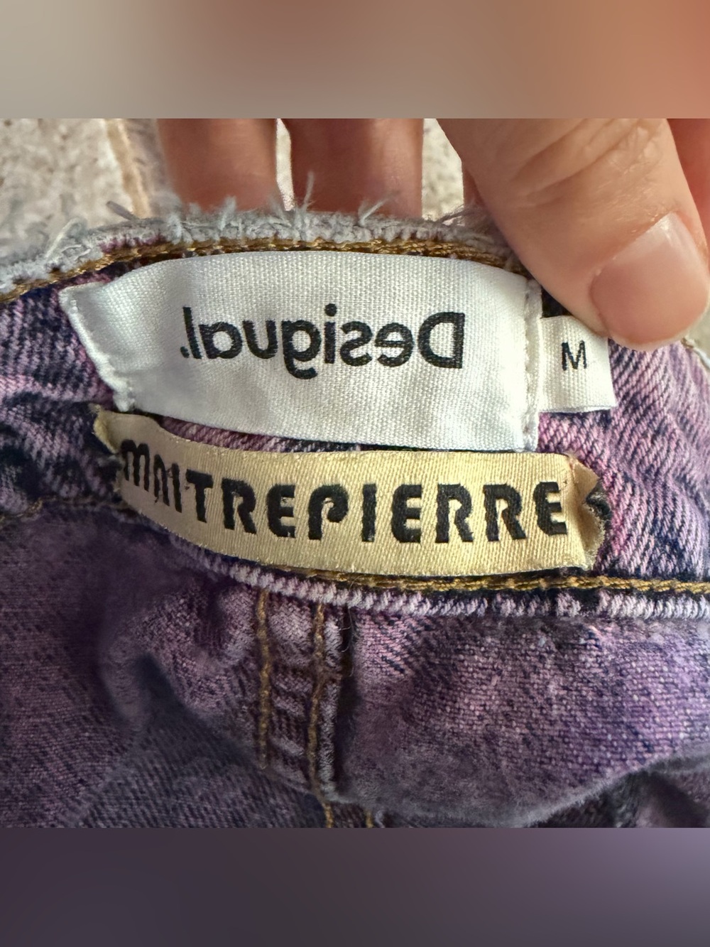 RARE Desigual x Maitrepierre Purple Wide-Leg Jeans, Sz M Acid Wash Distressed - Picture 3 of 10